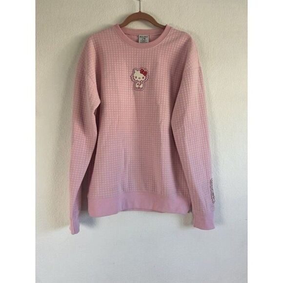 Sanrio BoxLunch Hello Kitty Pink Quilted Crewneck Sweater Pullover Size Small - Picture 2 of 11